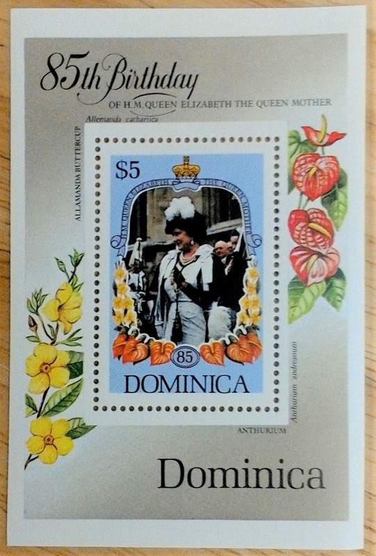 VINTAGE CLASSICS - Dominica 1985 - Queen Mother Birthday - S/S - Scott 909 - MNH
