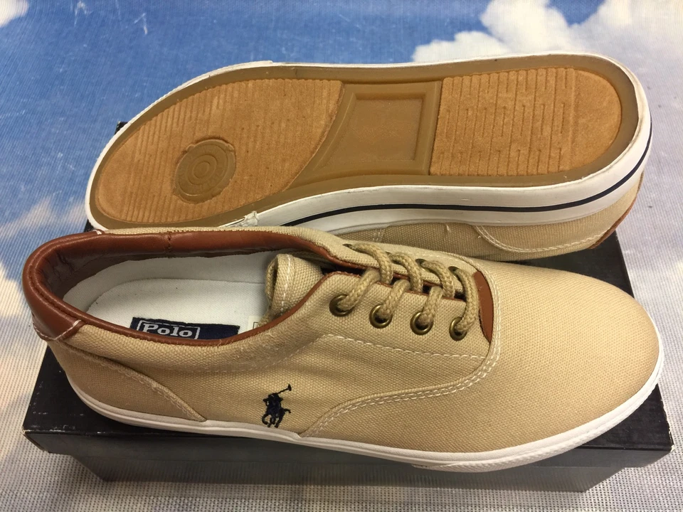 Zapatilla deportiva Polo Ralph Lauren Vaugh de encaje de lona para niños talla 10,5 a jóvenes talla 5,5 Foto 4 de 4