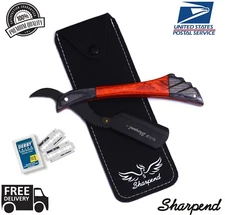 BARBER CUT THROAT SHAVETTE STRAIGHT RAZOR RASOIR TRAVELING CASE, 10 BLADES