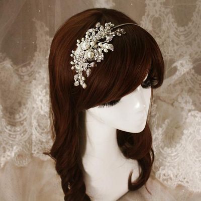 Elegantes Haarreif Braut Hochzeit Kristall Perlen Blume Brautjungfer Haarteil