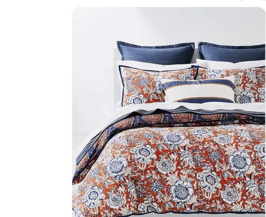 Ralph Lauren Tessa Duvet Cover & Shams Bedding Set Blue Red Full / Queen Cotton - Image 4 of 4