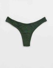 American Eagle Aerie Modal Hi Cut Thong Panties X-LARGE Sycamore Green Rib Silky