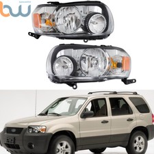 For Ford Escape 2005 2006 2007 Chrome Housing Headlights Left&Right Side Halogen