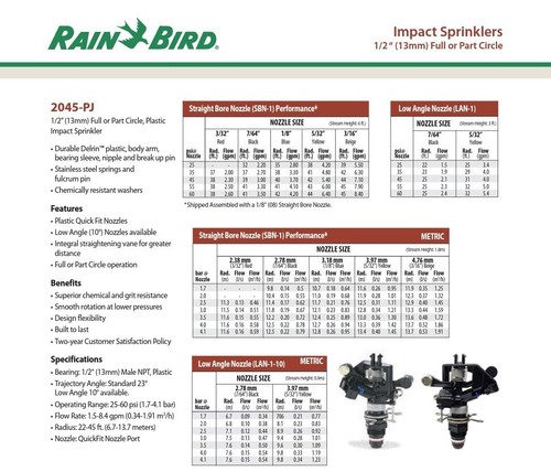 Rainbird 2045-PJ Maxi Bird Part Circle Impact Sprinkler with #8 nozzle - Afbeelding 2 van 3