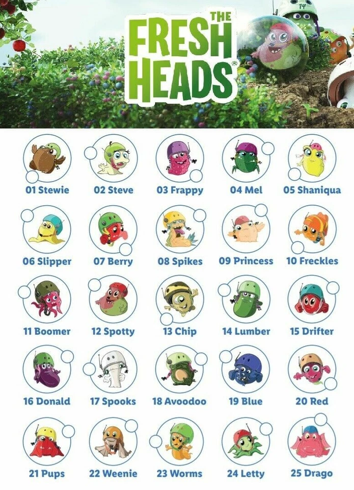 THE FRESH HEADS PERSONAGGI A SCELTA LIDL ITALIA 2021 BIGLIE+CARD