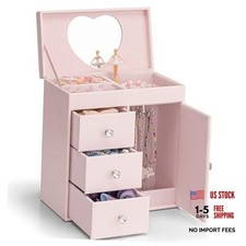 Musical Jewelry Box for Girls - Valentines Day Gift for Kid - Large Light Pink