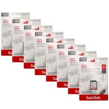 8x SanDisk 64GB Ultra SDXC UHS-I Memory Card - Up to 140MB/s