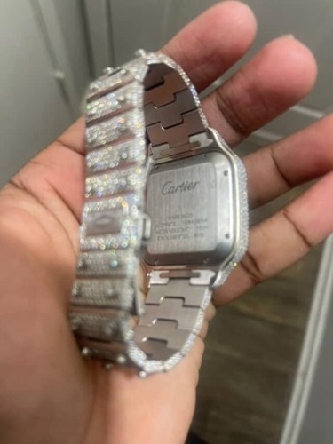 Iced Out Diamond Cartier VVS Moissanite (Pass Diamond Tester)bust Down Watch - Picture 4 of 10