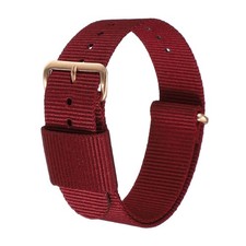 18mm Nylon Watch Bands Single Stripe Quick Release with Gold Pin Wine Red