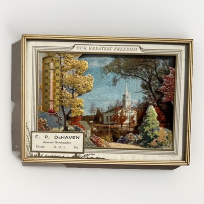 VTG  Framed Advertising Thermometer E.P. DeHaven General Merchandise Kinzer Pa.
