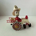 1950's Louis Marx Sheriff Sam Whoopee Car Wind Up Crazy Action Litho Tin Fireman