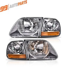 Clear Chrome Headlights Corner Lights Fit For 1997-2003 Ford F150 Expedition