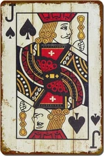 Vintage Spades Jack Poker Wall Decor Metal Sign Retro Tin Sign Wall Decorative