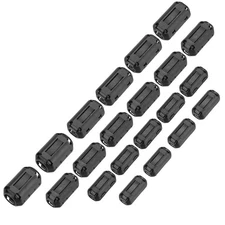22Pcs 5Size Clip-on Ferrite Ring Core Noise Filter Cable Clip EMI RFI Black