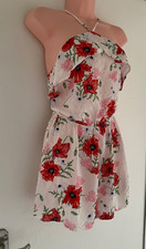 H&M white red and pink floral playsuit Size 12