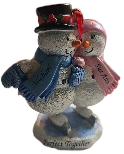 Vintage Lot Couple Michael Sue Ann Personalized Snowman Ornaments Hallmark Keeps - Afbeelding 7 van 11