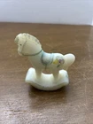 Fenton Glass White Satin Hand Painted Rocking Horse 3” Vintage Rare Signed