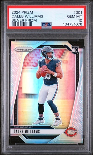 CALEB WILLIAMS 2024 PRIZM SILVER ROOKIE RC #301 PSA 10 GEM MINT! BEARS NFL USC!