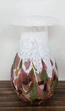 Glass Eye Studio Hand Blown Tulip Mosaic Raindrop Glass Vase  6.75" Multicolor 