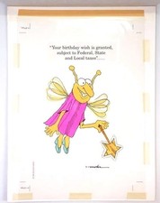 original-1994-william-bill-mohr-greeting-card-cel-art-birthday-wish-granted