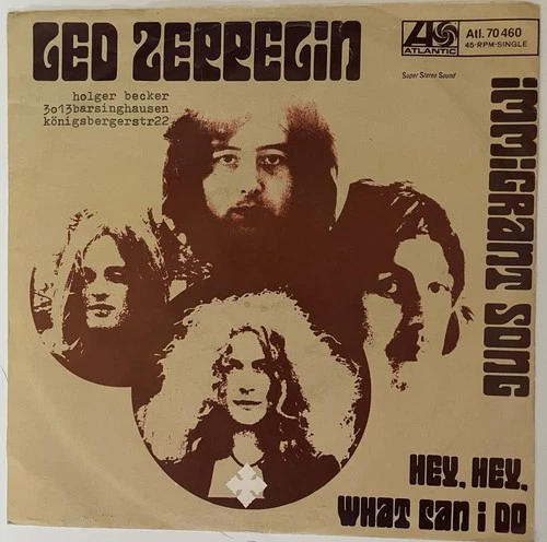 Led Zeppelin Immigrant Song 7” 45 German Press 1970