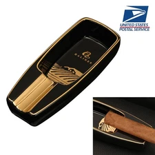 Galiner Cigar Ashtray Ceramic Cigarette Holder 1 Slot Black Portable Outdoor