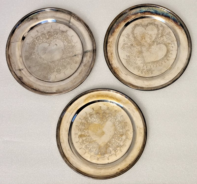 2 - Towle Valentine Heart 1972 Limited Edition 6  Plates &  1 - Sweetheart Plate