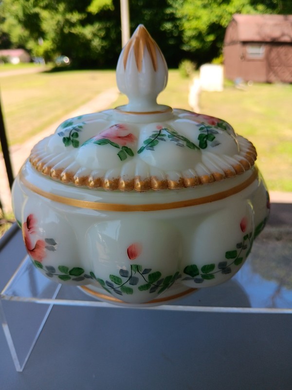 Westmoreland Hand-painted Pink Roses Candy Dish 