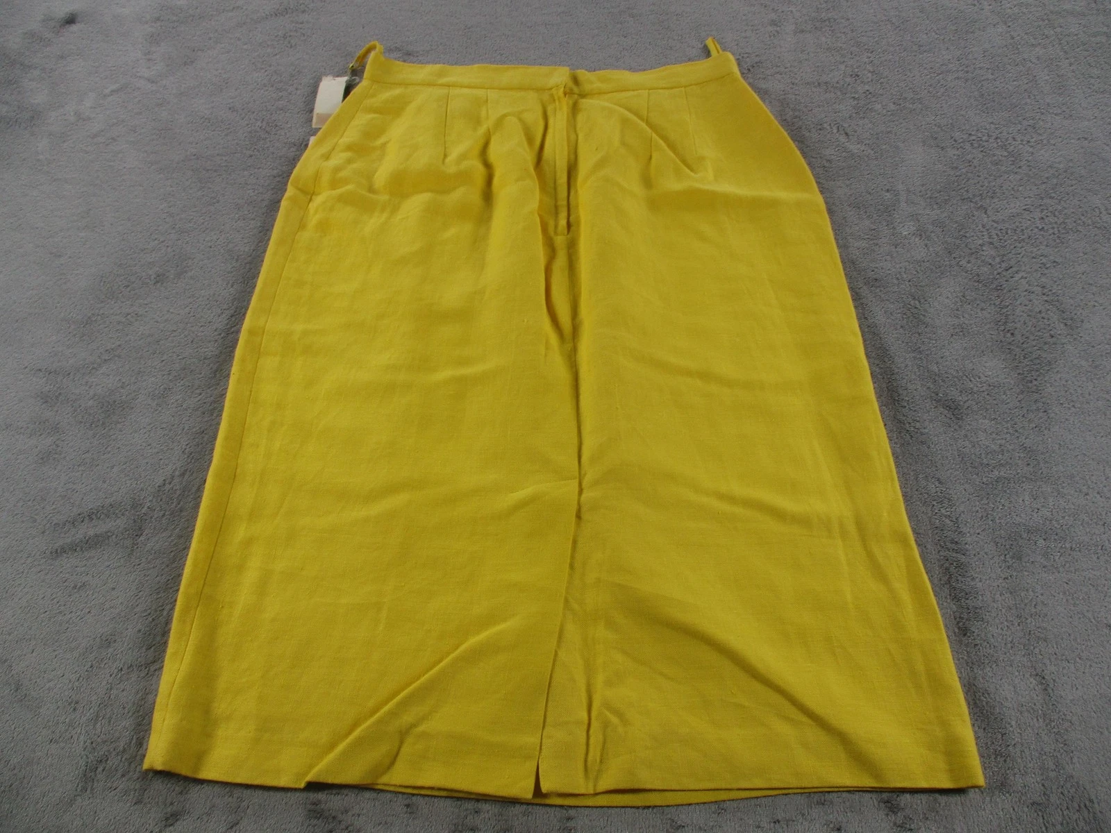 Vintage Claudia & Marc Skirt Womens 14 Yellow Linen Pleated High Waist Midi 80s