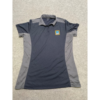 #ad ALDI Employee uniform Women#x27;s Polo Shirt Large Gray and Blue Employee Uniform $15.29