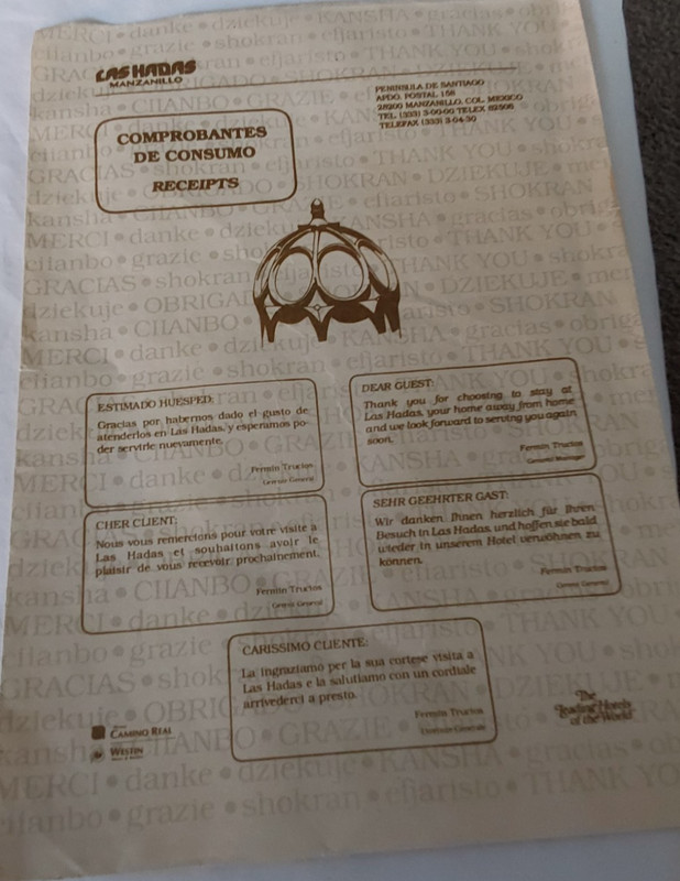 LAS HADAS RESORT   MANZANILLO  MEXICO   VINTAGE CHECK-IN ENVELOPE