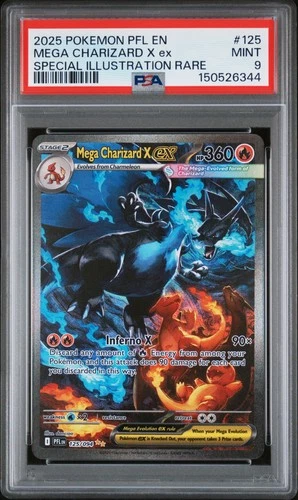 2025 POKEMON PFL EN-PHANTASMAL FLAMES #125 MEGA CHARIZARD X EX PSA 9