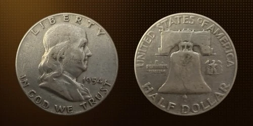 1954 Franklin Half Dollar Silver Circulated Business Strike Uncertified 50C Coin