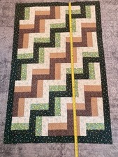 VINTAGE QUILT HANDMADE rail fence/herringbone design 36" x 54