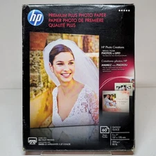 HP Premium Plus Photo Paper (CR669A) 80 lb Glossy 5 x 7 (60 Sheets Total)