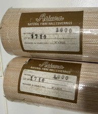 (2) Vintage MCM Asiana Natural Fiber Grasscloth Wallpaper Rolls 8yd x 36in Each
