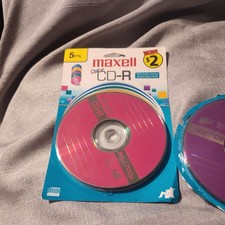 Maxell Color CD-R Data 5 Pack- Music Photos - 80mins 700mb - w/ 4 extra CD-R