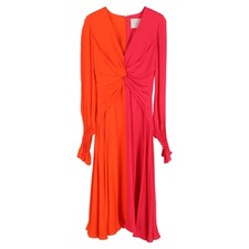 Carolina Herrera Bicolor Midi Dress In Multicolor Silk