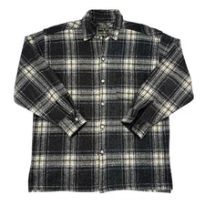 True Grit Shacket Men's Size Medium Fleece Shirt Plaid Gray Relaxed Casual