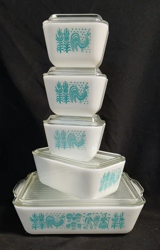 Vintage Pyrex Amish Butterprint Refrigerator Dish Set of 5 (10 Pcs.) 501-503