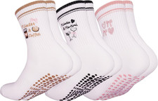 Calzini Antiscivolo Donna, 3 Paia Di Calzini Pilates, Calze Antiscivolo Donna, C