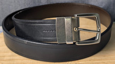 Chaps Reversible Black Leather Belt Silver Buckle Dress Casual S Men's 30-32