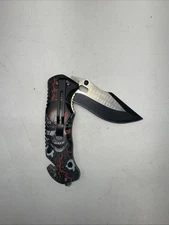 8.5”Skull Tactical Spring Assisted Open Blade Folding Pocket Knife Hunting Knife