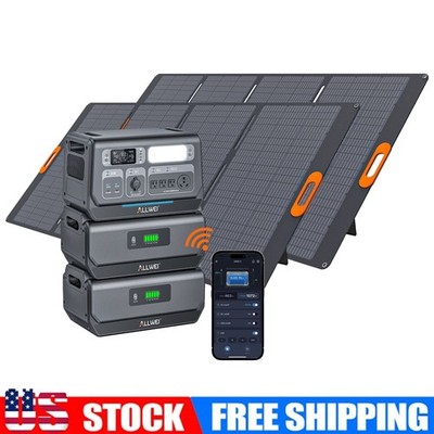 ALLWEI LiFePO4 Portable Power Station 2400W with 2*400W Solar Panel 2048Wh