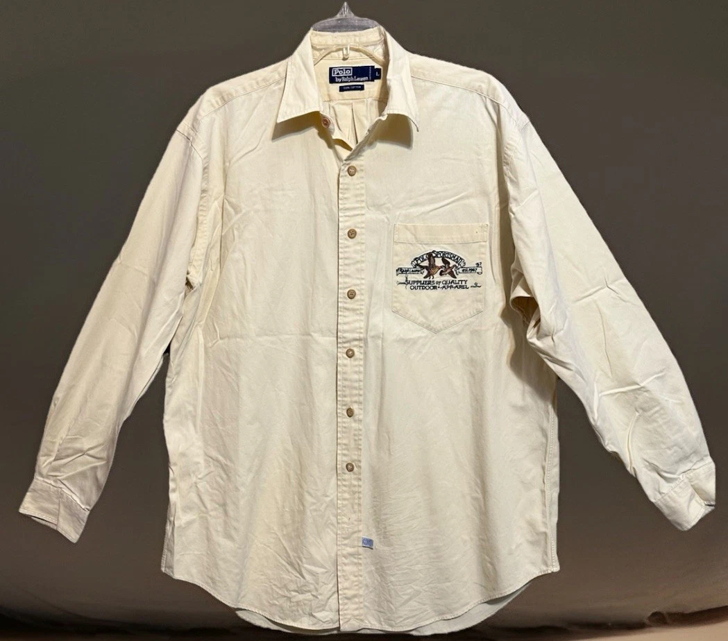 VTG Polo Ralph Lauren Sportsman Outdoor Shooting Button Up Shirt Mens Large