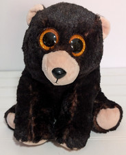 Plush Velvety Ty Beanie Babies KODI Brown Bear Beaded Large Orange Sparkle Eye