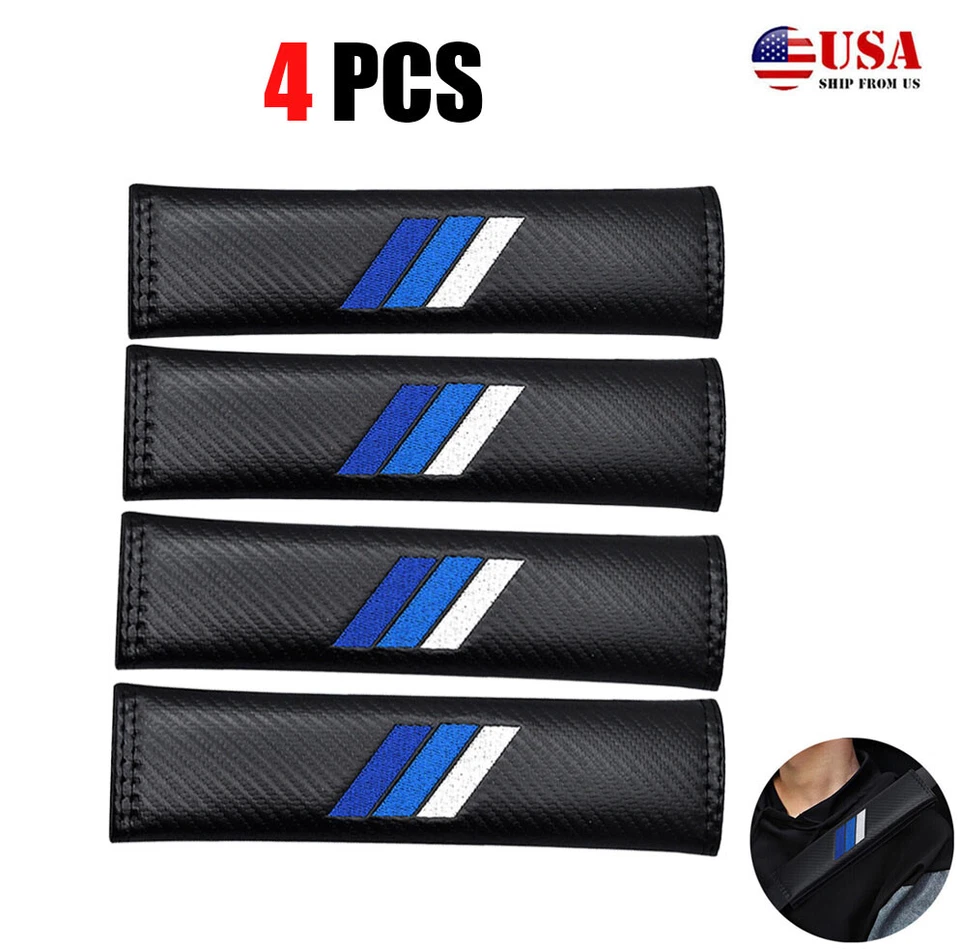 4X Cubierta de almohadilla de hombro para cinturón de seguridad bordado azul para Toyota Tacoma Rav4 Foto 2 de 4