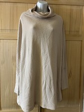 We The Free Tunic Turtleneck Sweater Size Medium Waffle Knit Oversize Beige