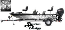 Crappie Fishing Bass Fish Boat Black Skeletons Vinyl Decal Wrap Grey US Graphic 