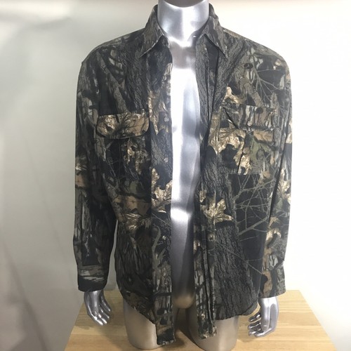 Game Winner Sports Wear Mens XL Button Front Long Sleeve Mossy Oak Camo Shirt - Picture 3 of 14